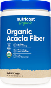 Nutricost Organic Acacia Fiber Powder 1 LB container front view