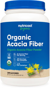 Nutricost Organic Acacia Fiber Powder 907g front view
