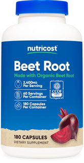 Nutricost Organic Beet Root Capsules 2400mg front view
