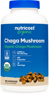 Nutricost Organic Chaga Mushroom Capsules bottle front view