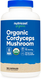 Nutricost Organic Cordyceps Mushroom Capsules bottle front view
