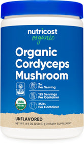 Nutricost Organic Cordyceps Mushroom Powder 250g front view