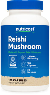 Nutricost Organic Reishi Mushroom 120 Capsules front view