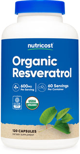Nutricost Organic Resveratrol 600mg 60 Capsules front view