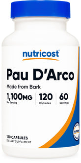 Nutricost Pau D'Arco Capsules 120 Count bottle front view