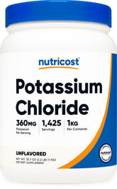 Nutricost Potassium Chloride 1 KG bottle front view