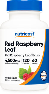 Nutricost Red Raspberry Leaf Extract 300mg vegan capsules front view