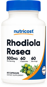 Nutricost Rhodiola Rosea Extract 500mg bottle front view