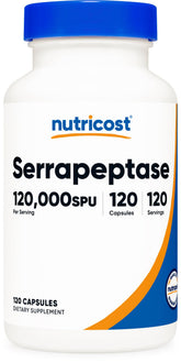 Nutricost Serrapeptase Capsules 120 Count front view