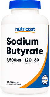 Nutricost Sodium Butyrate 1500mg 120 Capsules front view