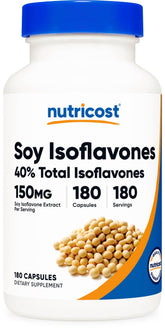 Nutricost Soy Isoflavones 150mg 180 Veggie Capsules front view