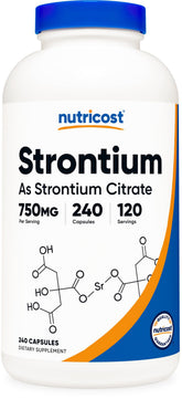Nutricost Strontium Citrate 240 Veggie Capsules front view