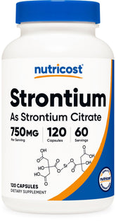 Nutricost Strontium Citrate 375mg 120 capsules front view