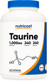 Nutricost Taurine Capsules 1000mg bottle front view