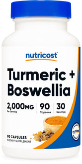 Nutricost Turmeric + Boswellia 2000mg capsules front view