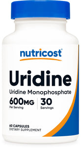 Nutricost Uridine Monophosphate 600mg 60 Capsules front view