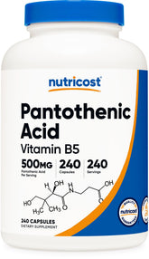Nutricost Vitamin B5 500mg 240 Capsules front view