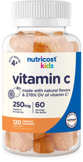 Nutricost Vitamin C Gummies 250mg 120 Count bottle front view