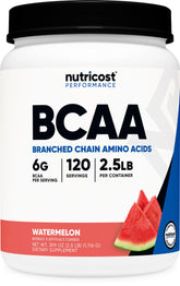 Nutricost Watermelon BCAA Powder front view with packaging