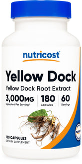 Nutricost Yellow Dock Extract 20:1 180 Capsules front view