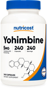 Nutricost Yohimbe Supplement 5mg Yohimbine HCl 240 Capsules front view