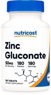 Nutricost Zinc 50mg 180 Tablets front view