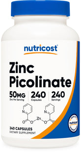 Nutricost Zinc Picolinate 50mg 240 Vegetarian Caps front view