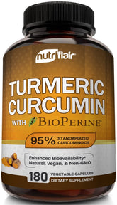 NutriFlair Turmeric Curcumin 1300mg supplement bottle front view