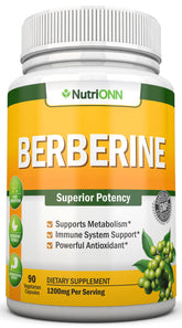 NutriONN Berberine HCl 1200mg 90 Vegetarian Capsules front view
