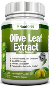 NutriONN Olive Leaf Extract 20% Oleuropein 60 Capsules front view