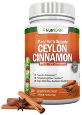 NutriONN Organic Ceylon Cinnamon 1200mg capsules front view