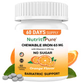 NutritiPure Carbonyl Iron 65mg chewable tablet front view
