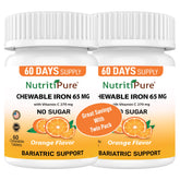NutritiPure Carbonyl Iron 65mg chewable tablets front view