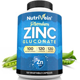 Nutrivein Zinc Gluconate 100mg supplement bottle front view