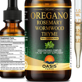 OASIS FORCE Organic Oregano Oil Drops front view with packaging