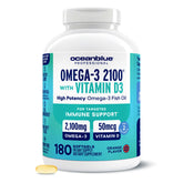 Oceanblue Omega-3 2100 with Vitamin D3 60 capsules front view