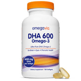 OmegaVia DHA 600 mg Omega 3 Fish Oil Capsules front view
