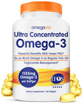 OmegaVia Ultra Concentrated Omega 3 Fish Oil 1105mg front view