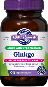 Oregon's Wild Harvest Ginkgo Biloba supplement front view with packaging