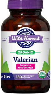 Oregon's Wild Harvest Valerian Root 900mg 180ct vegan capsules front view