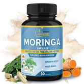 Organic Cadane Moringa Capsules front view with packaging