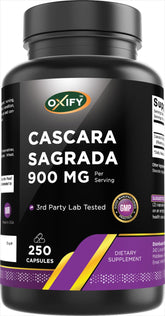 Oxify Cascara Sagrada 900 mg herbal supplement bottle front view