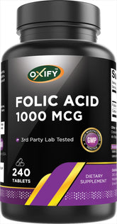 Oxify Folic Acid 1000 mcg 240 Tablets front view