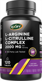 Oxify L-Arginine L-Citrulline Complex 2000 mg 120 Tablets front view
