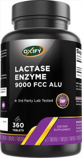 Oxify Lactase Enzyme Tablets 9000 FCC ALU front view