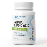 P Puregen Labs Alpha Lipoic Acid 600mg supplement bottle front view