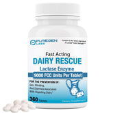 P Puregen Labs Dairy Rescue Lactase Enzyme 9000 FCC Tablets front view