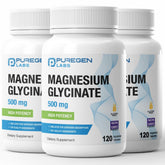 P Puregen Labs Magnesium Glycinate 500mg 120 Capsules front view
