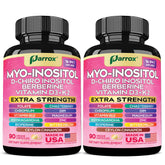 Parrox Myo-Inositol Supplement bottle front view with 90 vegan capsules