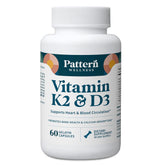 Pattern Wellness Calcium K2 D3 Supplement 60 Capsules front view